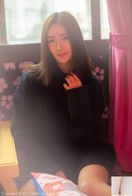 Model cantik Zhou Yanlin LIN pakaian dalam sweter rajutan cinta yang menggoda (50P)