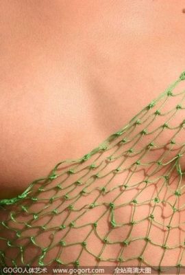 Keindahan seksi dalam pakaian jaring di pantai (24P)