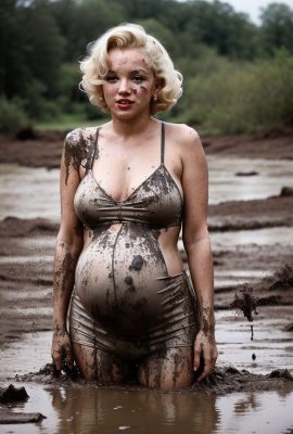 Marilyn hamil di lumpur (AI Dihasilkan)
