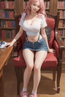 ★PATREON★ (AI dalam realitas virtual) Gadis dengan T-Shirt Putih dan Rok Jean 2