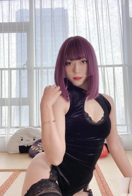 (Koleksi online) Money Lenglen – Rok renda cheongsam berpotongan tinggi (107P)